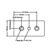 32-4590M12S-1SS MODULAR SOLUTIONS MOUNTING PLATE 45 X 90 M16 THREADED THRU HOLE